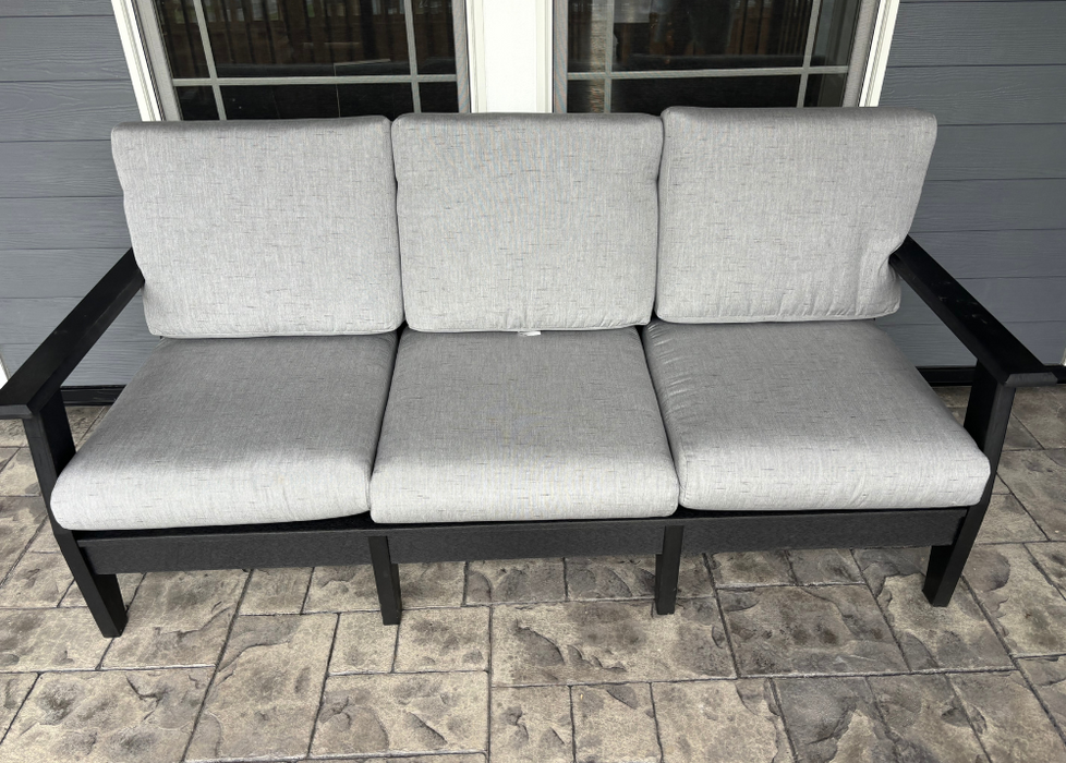 Amish Lakeside Poly Sofa - Black Poly - Paradigm Stone Sunbrella Fabric - Delivery Photo 1