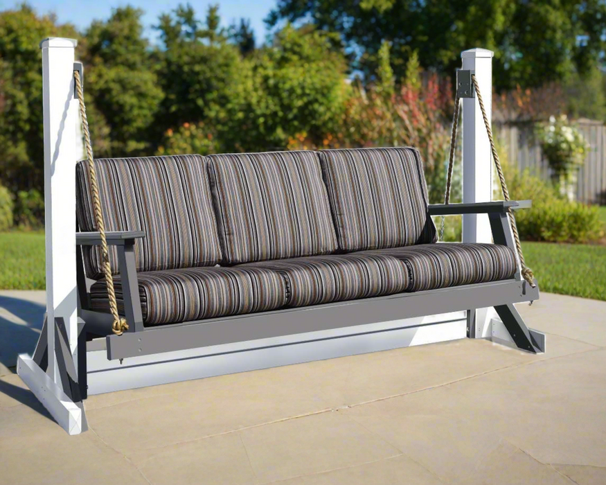 Levi Leisure Upholstered Rope Swing with Vinyl Frame Amish Upholstered Rope Style Farmhouse Swing