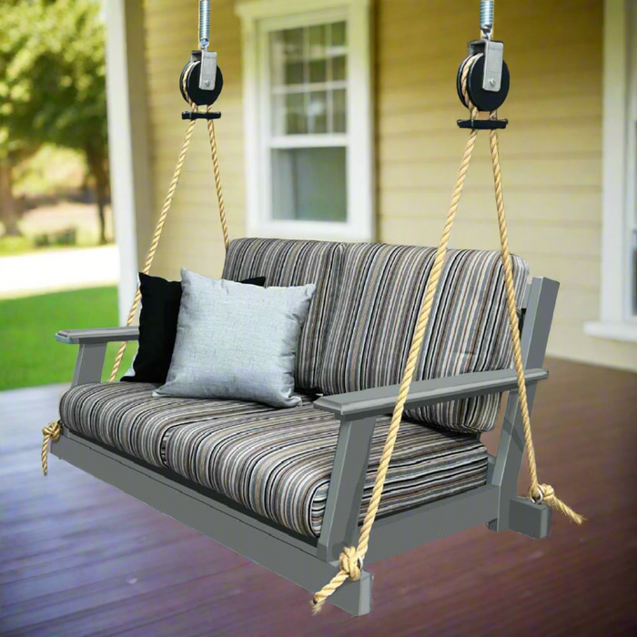 Levi Leisure Rope Swing Loveseat Upholstered Amish Poly Upholstered Rope Swing Front Facing