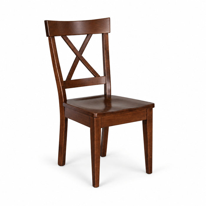 Amish Lamar X-Back Dining Chair - Emerson Woodcraft - Farmhouse Amish Dining Chair - Solid Brown Maple - Side Chair