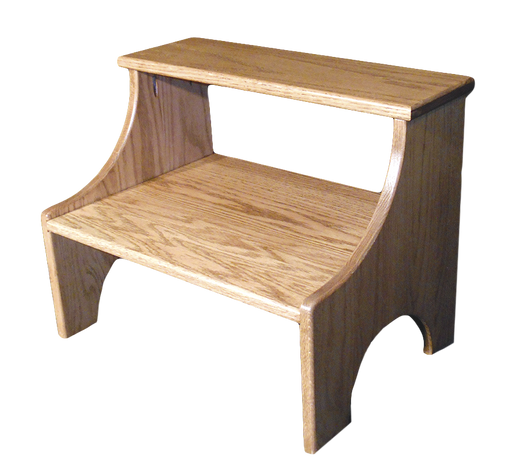 Amish Large Bedside Step Stool Natural Oak Wood Front Facing