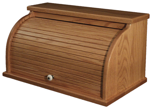 Large Bread Box Amish Made Solid Oak 101 S-2 Stain Front Facing