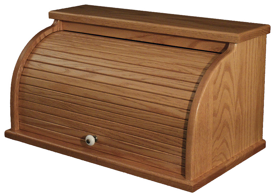 Large Bread Box Amish Made Solid Oak 101 S-2 Stain Front Facing