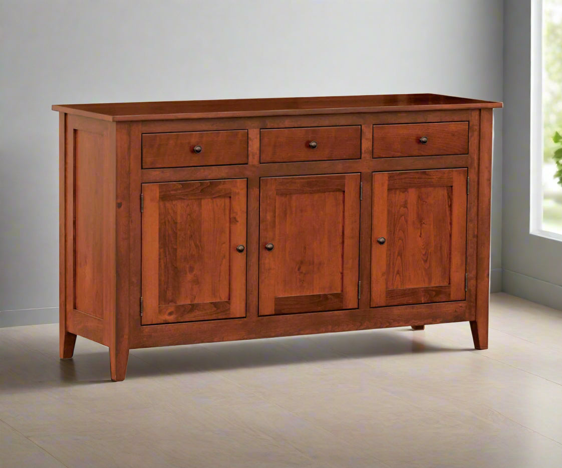 Amish Larkspur 3-Door Buffet
Hardware: K2040 Knob
1 Adjustable Wood Shelf