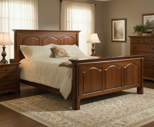 Amish Contemporary Legacy High Back Deluxe Oak Panel Bed