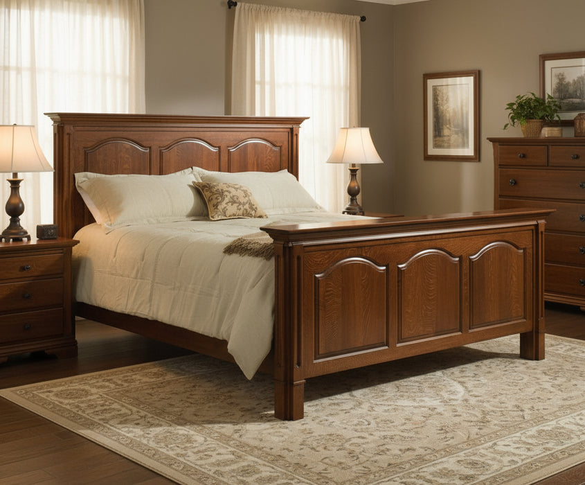 Amish Contemporary Legacy High Back Deluxe Oak Panel Bed