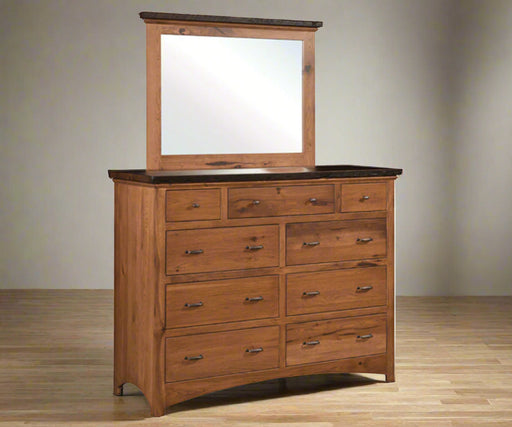 Amish Lewiston 9-Drawer Dresser with Square Mirror
Hardware:
53032-ORB Knob
53033-ORB Pull
Full Extension Drawer Slides