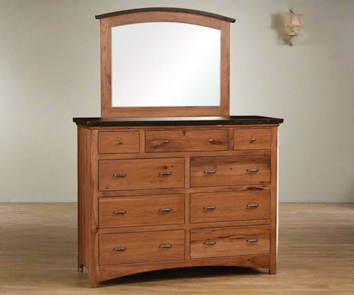Amish Lewiston 9-Drawer Dresser with Arched Mirror
Hardware:
53032-ORB Knob
53033-ORB Pull
Full Extension Drawer Slides