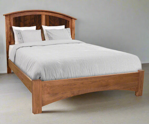 Amish Lewiston Arched Panel Bed
 Barnwood Tops w/ Asbury Stain
Rustic Hickory Bases w/ OCS-110 Medium Stain