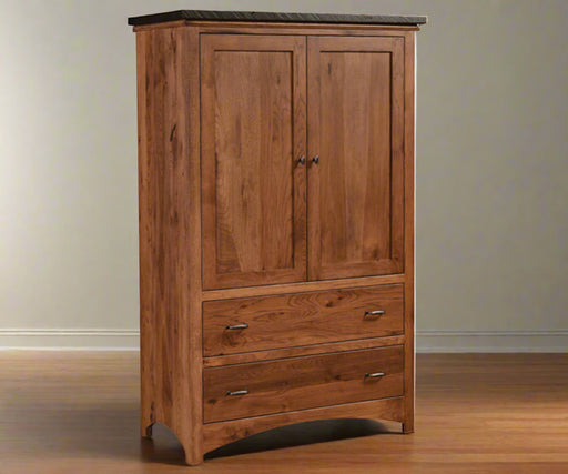 Amish Lewiston Armoire w/ 2 Shelves
53032-ORB Knob
53033-ORB Pull
Full Extension Drawer Slides