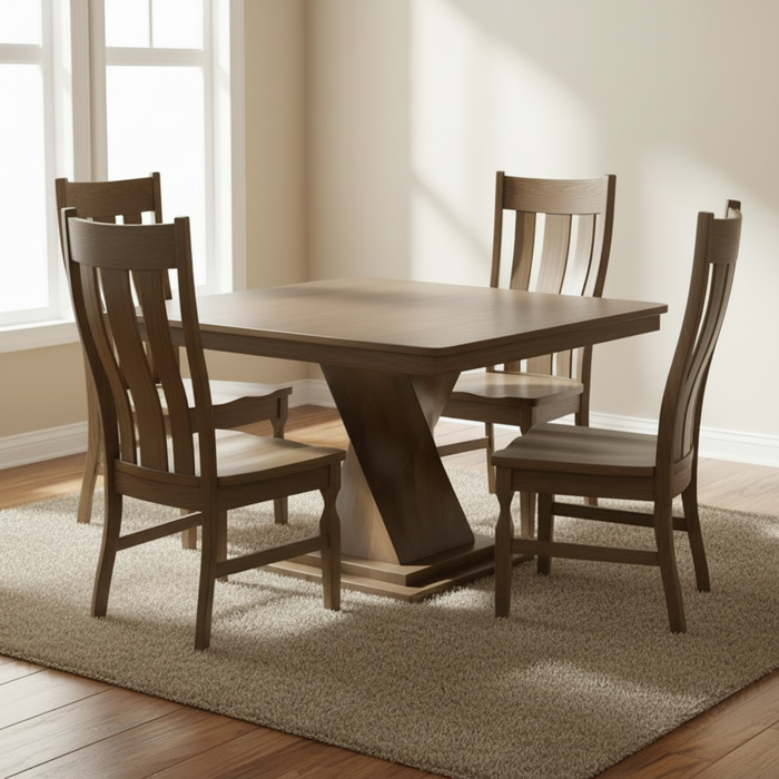 Amish Lexington Twisted Pedestal Table with Brantley Twisted Leg Dining Chairs