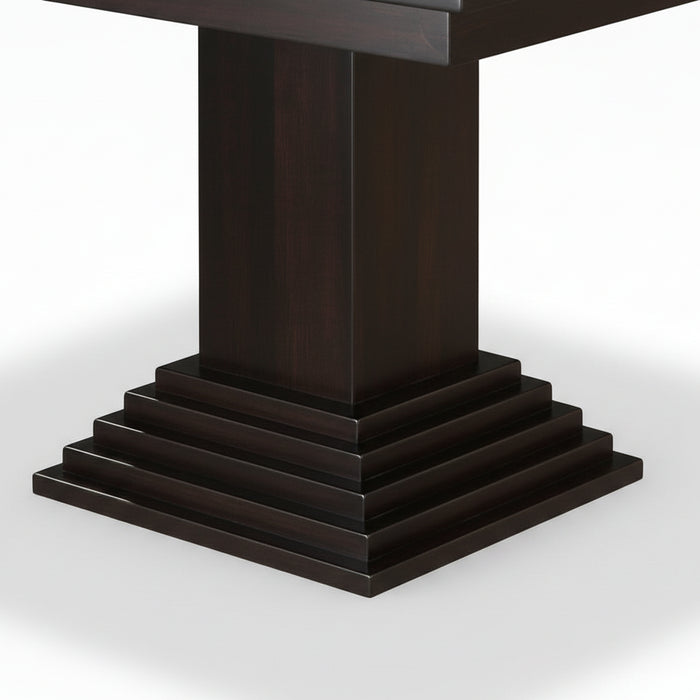 Amish Liberty Single Pedestal Table - Square Amish Modern Table Ebony Stain Color - Base Detail Photo