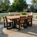 Amish Lindor Modern 42" x 72" Poly Dining Set - Modern No Apron Poly Dining Table - Tangent Poly - Antique Mahogany on Black - 6 Seat Poly Dining Set 1