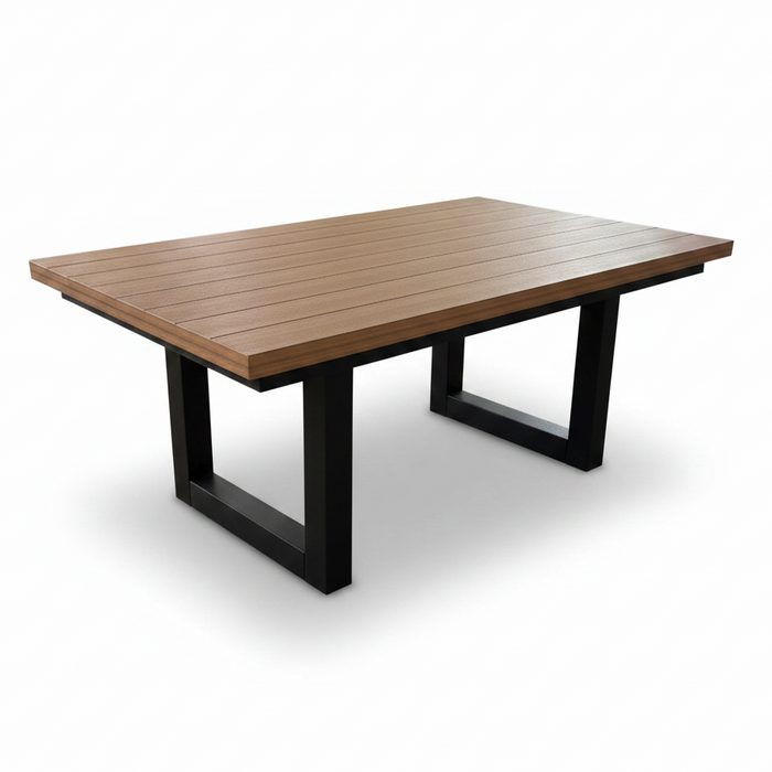 Amish Lindor Modern 42" x 72" Poly Dining Set - Modern No Apron Poly Dining Table - Tangent Poly - Antique Mahogany on Black - 6 Seat Poly Dining Set 5