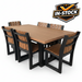 Amish Lindor Modern 42" x 72" Poly Dining Set - Modern No Apron Poly Dining Table - Tangent Poly - Antique Mahogany on Black - 6 Seat Poly Dining Set