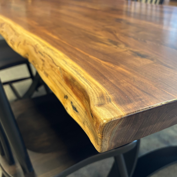 Amish Quick Ship Silverton Live Edge Walnut Dining Set