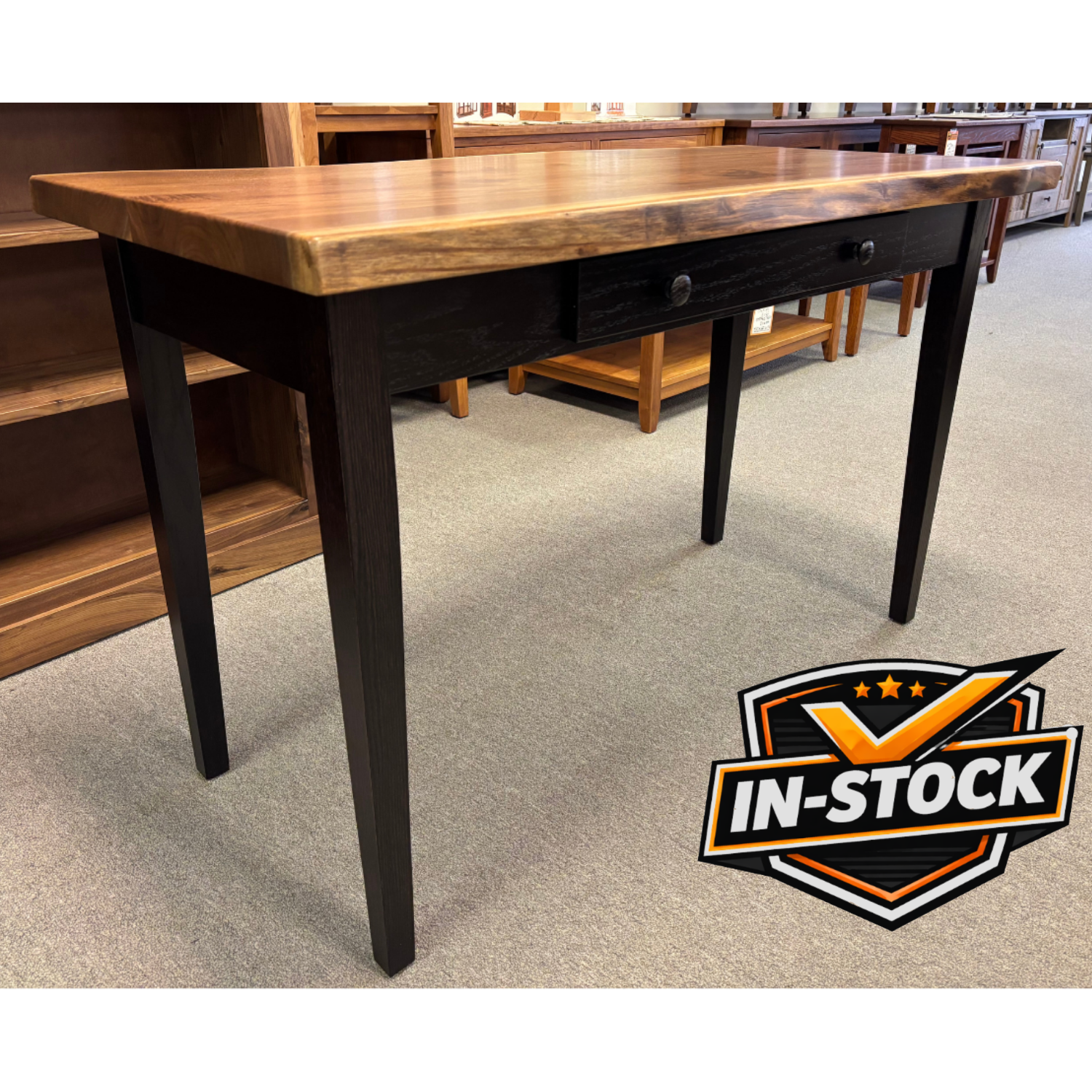 Amish Live Edge Walnut Writing Desk - In-Stock