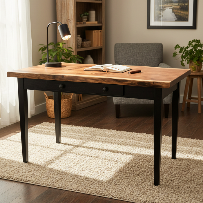Amish Live Edge Walnut Desk - Live Edge Writing Desk - Amish Made Live Edge Walnut Desk
