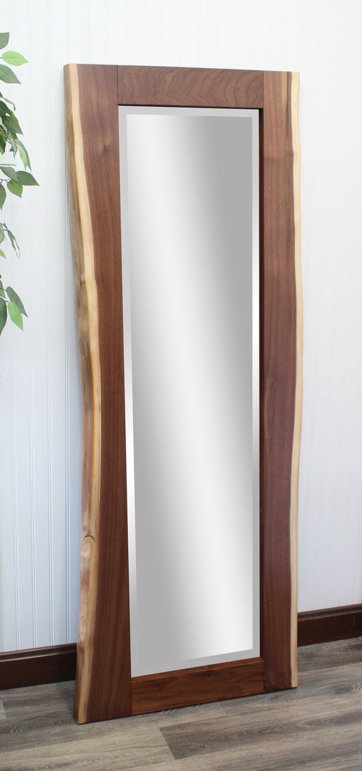 Amish Live Edge Walnut Leaner Mirror
Available in Walnut
Details Varies According to Grain Structure. Some may be smooth, others rough
Live Edge on Outside away from Mirror