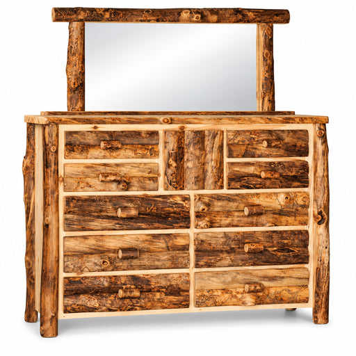 Amish Log 10-Drawer Dresser - Aspen Wood - Front View