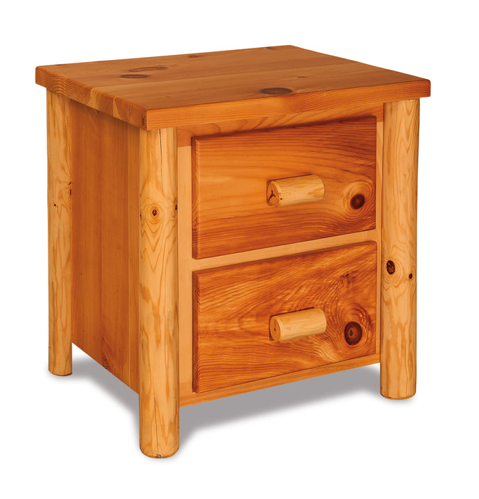 Amish Log 2-Drawer Nightstand - Plain Pine - Front View