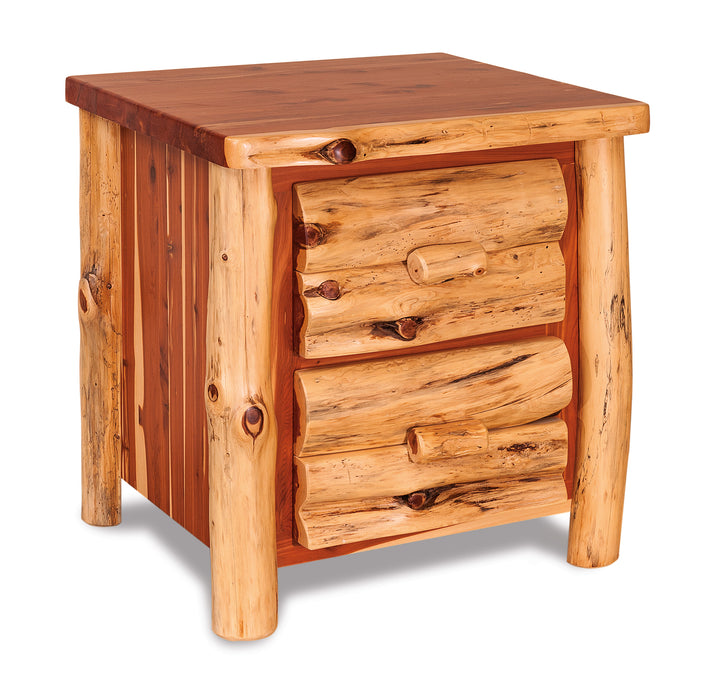 Amish Log 2-Drawer Nightstand - Red Cedar - Front View