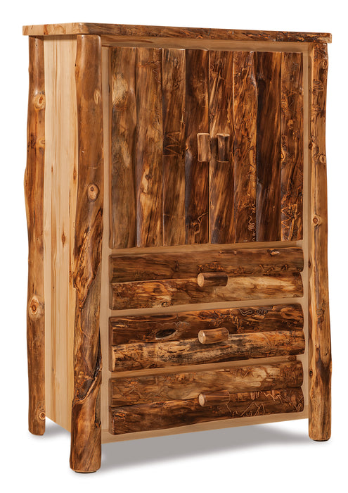 Amish Log 3-Drawer Armoire - Aspen Wood - Front View