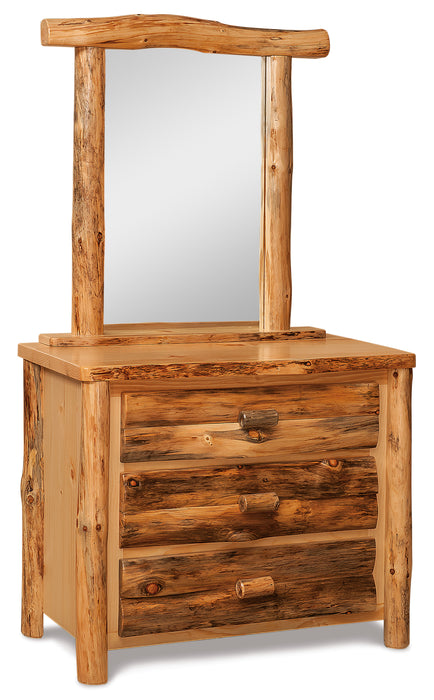 Amish Log 3-Drawer Dresser With Mirror Option - Rustic Pine Wood