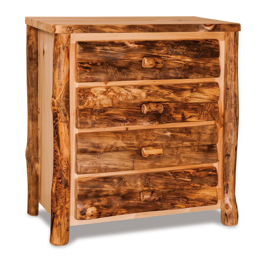 Amish Log 4-Drawer Chest of Drawers - Aspen Wood - Front View