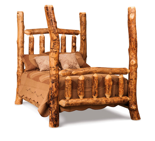 Amish Log 4-Poster Bed - Aspen Log Wood