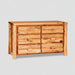 Amish Log 6-Drawer Dresser With Mirror Option - Red Cedar Wood - Front View
