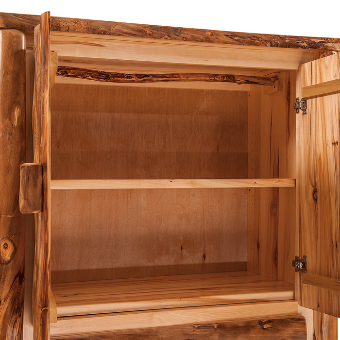 Amish Log Armoire - Inside Detail - Clothes Rod - Close Up