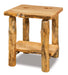 Amish Log End Table w/ Shelf - Rustic Pine Wood