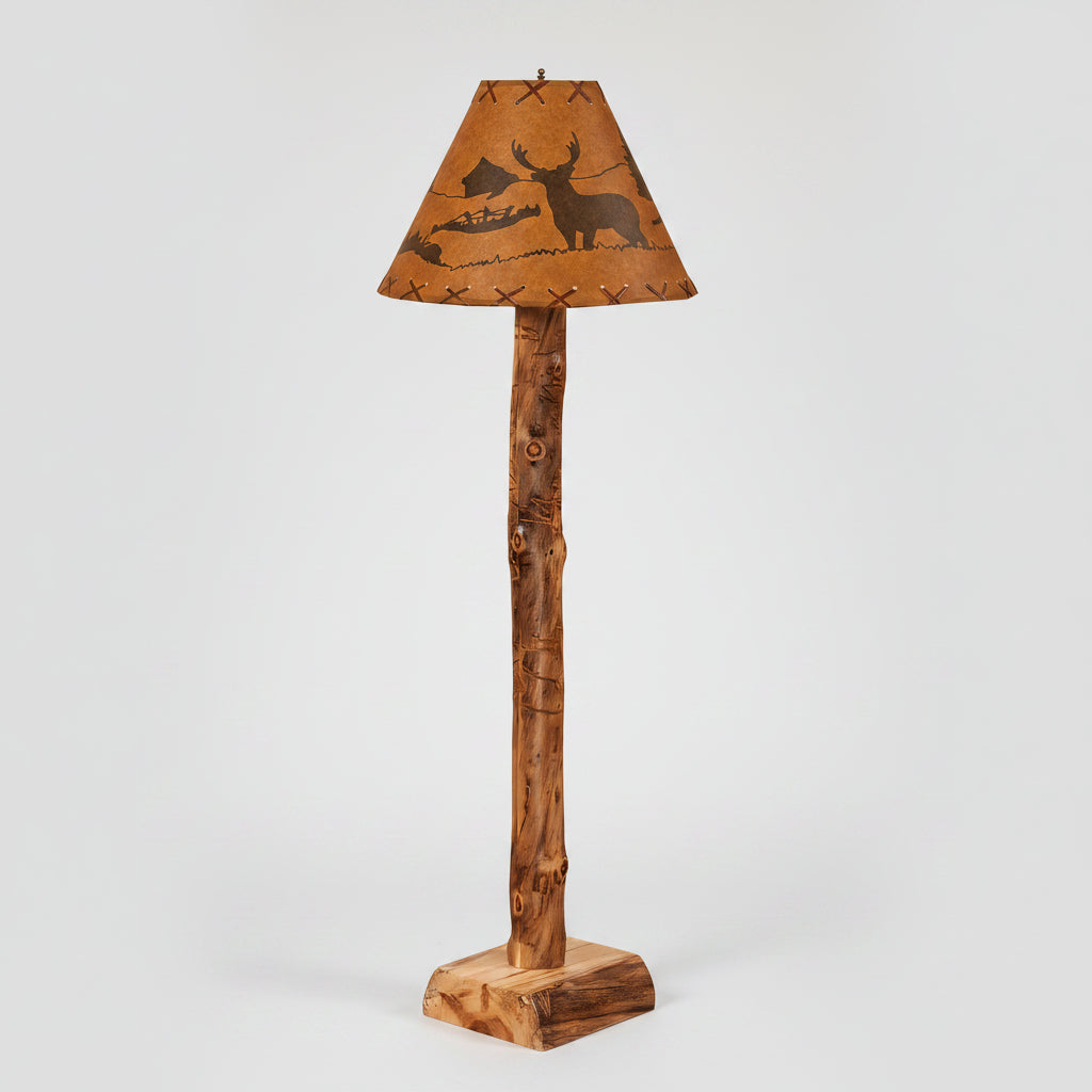 Amish Log Floor Lamp - Aspen Wood