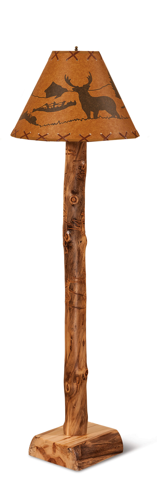 Amish Log Floor Lamp - Aspen Wood