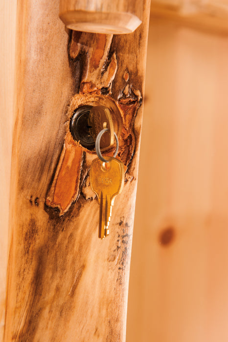 Amish Log Gun Cabinet - Lock Detail - Close Up