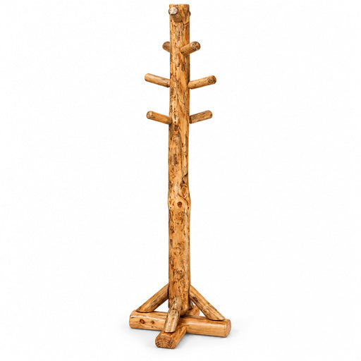 Amish Log Hall Tree - Rustic Pine Wood
