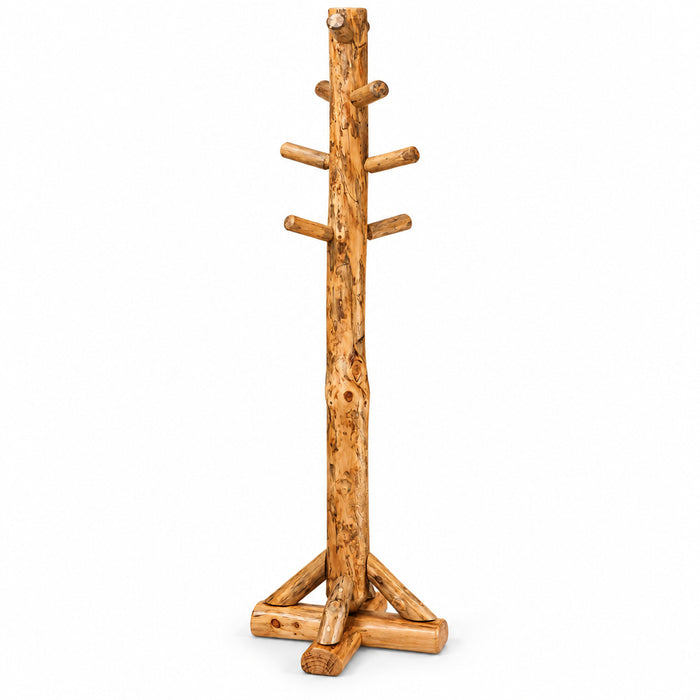 Amish Log Hall Tree - Rustic Pine Wood
