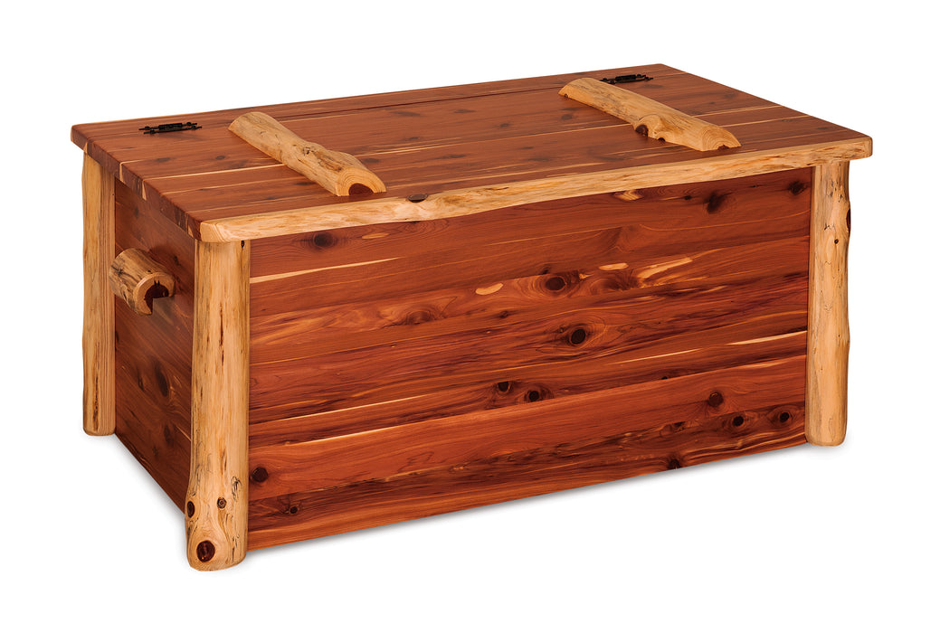 Amish Log Hope Chest - Red Cedar Wood - Front View - Closed