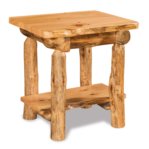 Amish Log Open Nightstand - Aspen Wood