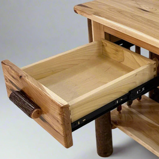 Amish Log 1 Drawer Nightstand with Open Shelf Bottom Front Facing