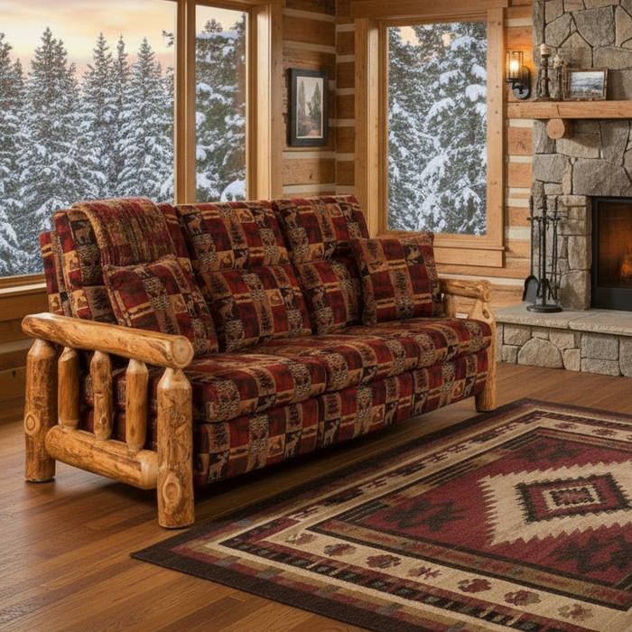 Amish Log Reclining Sofa Aspen Log Recliner Log Cabin Seating Living Room Furniture
