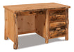 Amish Log Single Pedestal Desk - Rustic Pine Wood