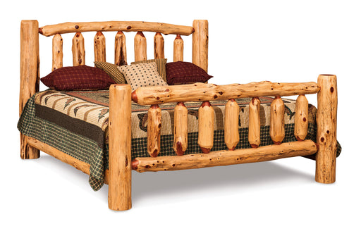 Amish Log Slat Bed- Red Cedar - King Size - Front View