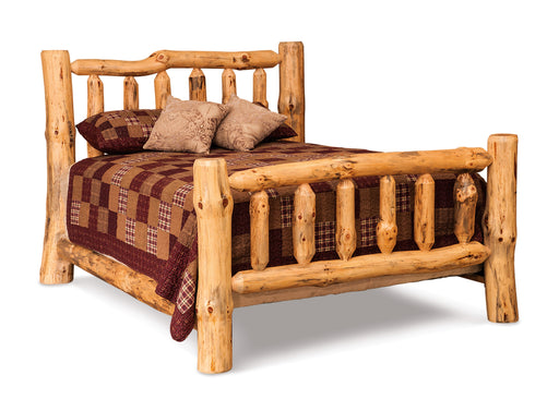 Amish Log Slat Bed - Rustic Pine - Queen Size - Front View