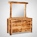Amish Log Small 6-Drawer Dresser With Mirror Option  - Aspen Wood - Front View
