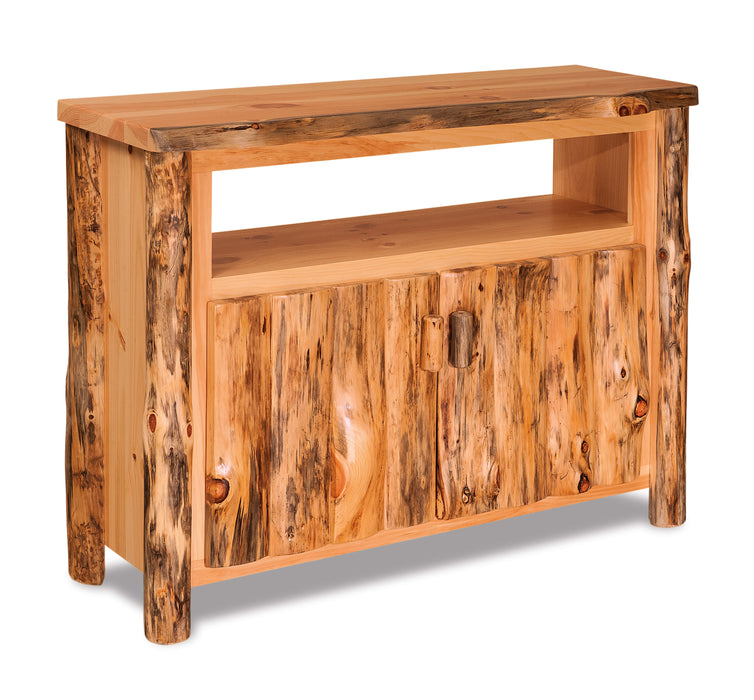 Amish Log Tv Stand w/ Soundbar Opening - Rustic Pine Wood