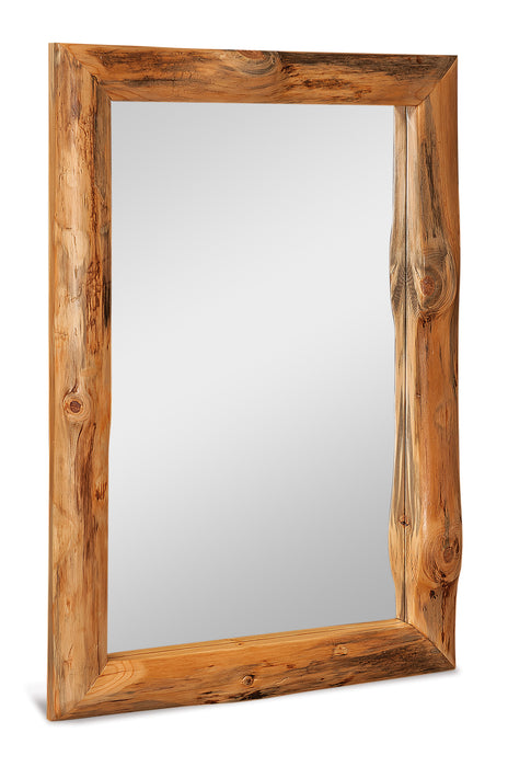 Amish Log Wall Mirror - Rustic Pine - Front View