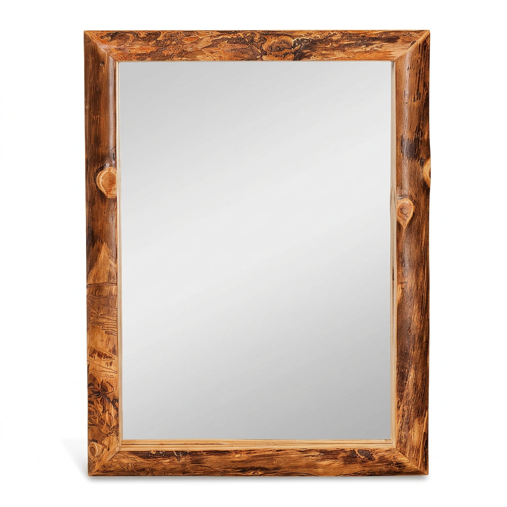 Amish Log Wall Mirror - Aspen Wood