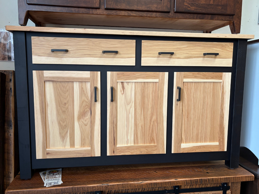 Amish Logan 3-Door Buffet - 2-Tone Rustic Hickory & Brown Maple Buffet - Solid Hardwood Amish Buffet